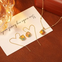 Tendance haut de gamme luxe été dopamine sucre Cube oeil de chat pierre Rubik's Cube collier boucles d'oreilles ensembles de bijoux de mode