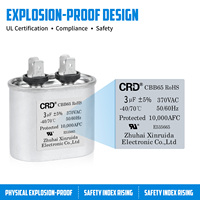Condensateur à film CRD CBB65 3UF 370VAC pour boîtier en aluminium certifié pour moteurs de ventilateurs de climatisation et de réfrigération