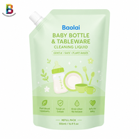 Pochette souple personnalisée sans solvant pour liquide de sécurité infantile, rechargeable, recyclable, avec bec verseur, 500 ml, pour emballage de nettoyant pour biberons