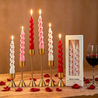 Bougie Pilier Cœur et Lèvres Canelée en Spirale Saint-Valentin, Cire de Soja, Décoration Romantique pour Table de Dîner, Vente en Gros pour la Maison
