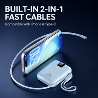 Baterai Li-Polymer Pengisian Cepat Tipe-C 22.5W 30000mAh Power Bank Berkapasitas Tinggi dengan Kabel dan Layar LED