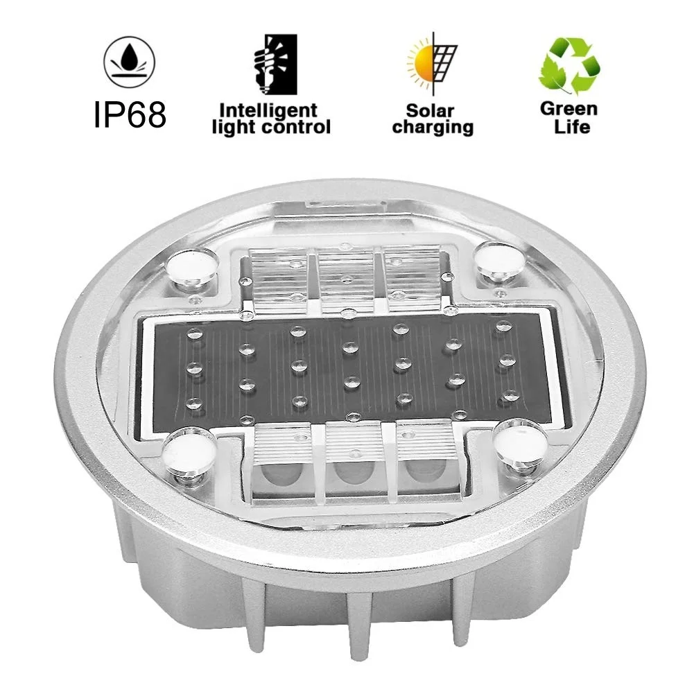 Дорожные светодиодные сигнальные лампы IP68 из алюминия на солнечных батареях для дорожек