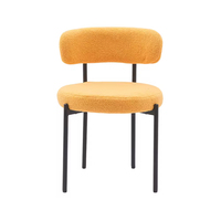 Chaises de restaurant modernes en tissu Teddy avec cadre métallique noir et assise en mousse, couleur orange – Offre spéciale