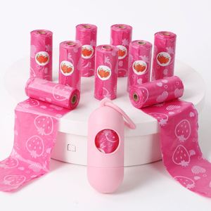 Bolsa para excrementos de perro de alta calidad y alto valor cromático, desechable, de gran capacidad, rosa, personalizada, con cordón. - Product Image 3