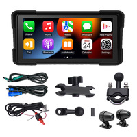 Kamera Dasbor Sepeda Motor 6.86 Inci 1080P Navigasi CarPlay Nirkabel Tahan Air Perekam Depan Belakang Pemantau Tekanan Ban