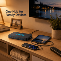Chargeur de bureau GaN 288W, 8 ports, Type C PD 3.0, Hub de charge 100W, câble rétractable pour ordinateur portable, iPhone, Samsung, vente chaude