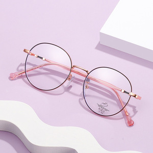 Gafas redondas de metal anti luz azul para adultos con lentes planas y protección UV - Product Image 1