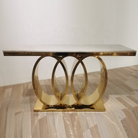 Entrée d'hôtel moderne turque décorant un long coin carré mince métal doré blanc Art marbre pierre dessus Console Table