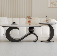 Table basse ovale moderne en dalle de roche, style italien, luxe léger, design explosif pour petit salon, écologique et durable