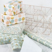 Papier d'emballage cadeau en rouleau de luxe avec impression florale or et argent, taille personnalisée, vente en gros en Chine pour mariage