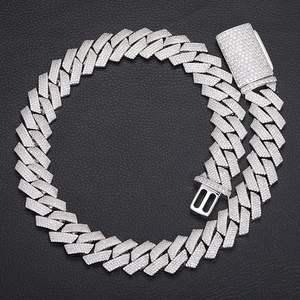 Rodio blanco Cubin cadena HipHop plata esterlina moissanita diamante CZ colgante joyería de plata rodio - Product Image 4