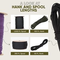 Paracord Type III 550, bobine de 1000 pieds, couleur or |   Nylon tactique robuste 4 mm à 7 brins pour activités de plein air/parachutisme/camping/pêche/survival