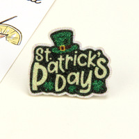 Patchs coeur Saint Patrick de haute qualité en gros lettre herbe trèfle chaussures décoration personnalisé paillettes broderie Patch