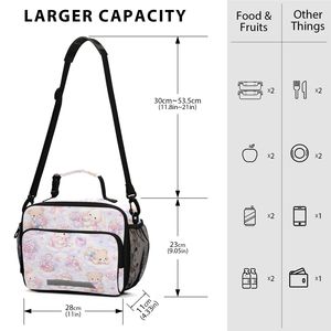 Pastel Animal Floral <b>Lunch</b> Bag <b>Insulated</b> <b>Lunch</b> <b>Box</b> Bag with Front Pocket and Shoulder Strap for School Travel - Product Image 3
