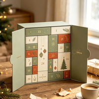 Boîte de calendrier de l'avent de Noël personnalisée de 24 jours, boîte cadeau à double porte en papier pour le compte à rebours, pour bonbons, chocolats, emballages de fête