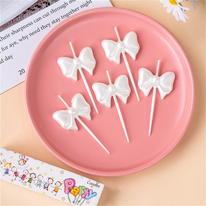 White Bow Candles For <b>Cake</b> <b>Decorations</b> Birthday Party <b>Supplies</b> - Product Image 1