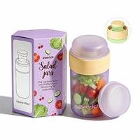 Pot à salade réutilisable sans BPA avec récipient à sauce 450 ml, boîte à lunch portable anti-fuite pour fruits, yaourt, céréales, salade