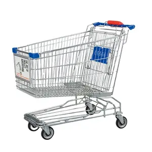 Best Selling Unfoldable Chrome Plating American Style Shopping Cart For Supermarket