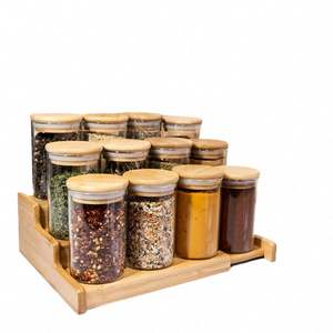 Kitchen High Quality Clear Storage Glass <b>Spice</b> <b>Jar</b> with Bamboo Lids Hand Blown Mason <b>Jar</b> Cover - Product Image 1