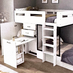 Letto a Castello Multifunzionale Bianco per Bambini <span class=keywords><strong>con</strong></span> <span class=keywords><strong>Scrivania</strong></span> Integrata, in Legno, per Camera da Letto - Product Image 6