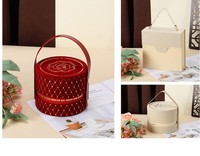 Boîte en papier cadeau velours camélia pour mariages, collations Saint Valentin, plusieurs tailles, forme cylindrique avec revêtement UV, impression en relief