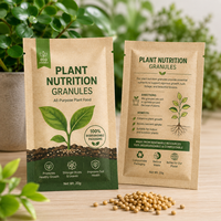 Sachet plat en papier kraft biodégradable, impression personnalisée, granulés nutritifs pour plantes, pour engrais de jardin