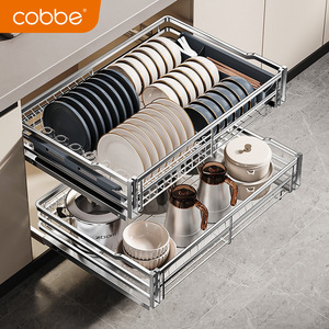 Cesta de Almacenamiento para Gabinete de Cocina de Doble Capa de Acero Inoxidable 304 <span class=keywords><strong>Cabellan</strong></span>, Moderna, Minimalista y Electrochapada - Product Image 5