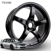 Jantes de course en gros REW 15 16 17 18 pouces, jantes en alliage 5 branches JDM 4X100 5X100 5X114.3 à déport profond