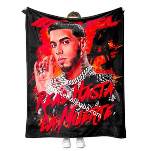 NO MOQ coperta a sublimazione personalizzata all'ingrosso Anuel AA Real Hasta La Muerte Fleece flanella coperta da viaggio