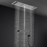 Ensemble de douche intelligent thermostatique multifonction LED gris anthracite grande taille 300*900mm avec pommeau de pluie pour salle de bain