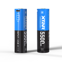 Vente en gros usine XTAR 21700 3.7V 5500mAh Batterie lithium-ion rechargeable Type-C à décharge élevée 12A pour lampe frontale d'extérieur