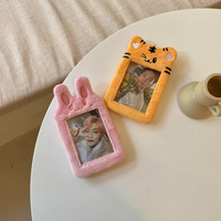 Mini porte-clés en peluche avec porte-cartes Kawaii chiot chat ours lapin dessin animé mignon collection