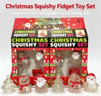 Lot de 4 jouets squishy de Noël scintillants : Père Noël, Bonhomme de neige, Sapin, Cloche – Doux, transparents, sensoriels, anti-stress, pour le soulagement du stress et les cadeaux