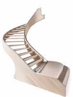 Escalier en colimaçon courbé sur mesure pour villa haut de gamme avec marches en bois massif