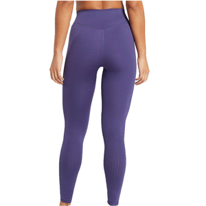 High Waist Full Length Yoga <b>Leggings</b> Solid Purple Seamless Elastic Waist Spandex Polyester Pants - Product Image 1