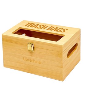 Wooden Trash Bag Organizer Rectangular Natural Wood Color Covered Standing Type <b>Kitchen</b> <b>Storage</b> <b>Box</b> - Product Image 5