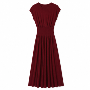 <span class=keywords><strong>Abito</strong></span> Lungo da Donna Senza Maniche <span class=keywords><strong>in</strong></span> <span class=keywords><strong>Maglia</strong></span>, Collo Tondo, Vita Plissettata, Colore <span class=keywords><strong>Bordeaux</strong></span> - Product Image 2