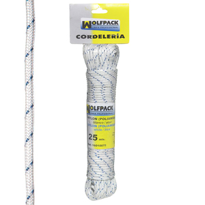 Corda in nylon ad alta tenacità bianca/blu (lunghezza 25 m) - Product Image 1