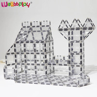 Wellbbplay Lot de 48 carreaux de construction magnétiques 3D éducatifs pour enfants