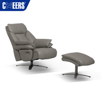 Fauteuil inclinable de salon MANWAH CHEERS, luxe moderne, cuir, électrique, pivotant à 360°, pour la maison ou le bureau, avec ottoman
