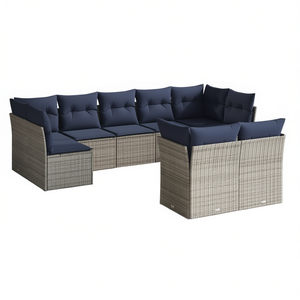 Gray Poly <b>Rattan</b> Patio <b>Sofa</b> Set With Cushions Outdoor Garden Furniture Contemporary Design - Product Image 1