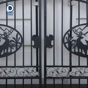 Puerta de Hierro Forjado con Relieve de Vid y Vidrio Esmerilado - Resistente al Óxido y un Encanto para la Entrada de la Villa - Product Image 1