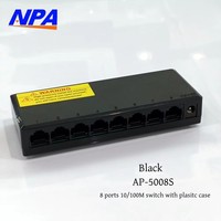 Switch de Red de 8 Puertos 10/100Mbps, Ethernet de Escritorio de Plástico, 1.6Gbps, Plug and Play, QoS para Hogar, Oficina, Cámara IP, ANPA AP-5008S-B