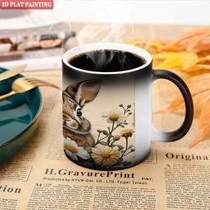 Matte Frosted 11oz Black <b>Ceramic</b> Coffee Mug Heat Sensitive Magic Drinking <b>Cup</b> - Product Image 5