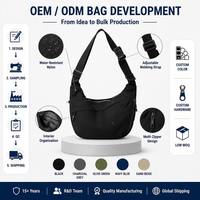 Tas Selempang Musim Panas Model Bulan Sabit Bahan Nylon Tahan Air Tali Dapat Disesuaikan Multi Kantong Tas Dada Bahu Urban OEM