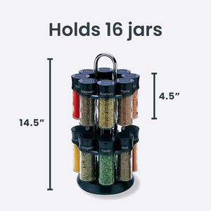 2-Tier Revolving Plastic Eco-Friendly Multifunction <b>Spice</b> <b>Rack</b> <b>Organizer</b> Glass Seasoning Jars for Home Kitchen Countertop - Product Image 4