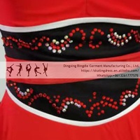 Robe de danse patineuse avec strass, couleur verte, pour filles, vêtements de Performance, Costume Mulan chinois pour la compétition, en Spandex