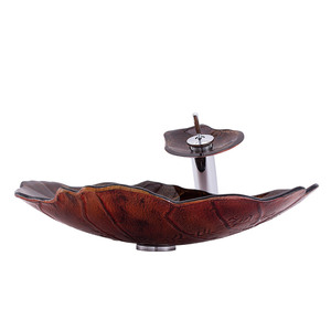 Nuevo diseño Oracle Bone Script Pattern Lavabos <span class=keywords><strong>de</strong></span> mano <span class=keywords><strong>de</strong></span> vidrio Fregaderos <span class=keywords><strong>de</strong></span> gabinete <span class=keywords><strong>de</strong></span> baño Fregadero moderno marrón Lavabo <span class=keywords><strong>de</strong></span> baño con grifo - Product Image 5