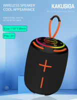 KAKUSIGA langsung dari pabrik | Speaker nirkabel dengan lampu LED tahan air IPX6 untuk luar ruangan, pesta, perjalanan suara Surround 10W, TF/USB/FM