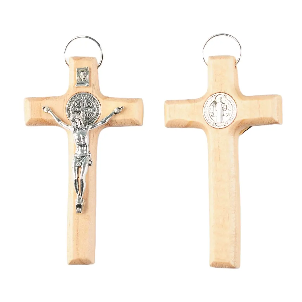 도매 11cm 수제 나무 십자가 목걸이 종교 예수 축복 나무 십자가 펜던트 매력 십자가 후크